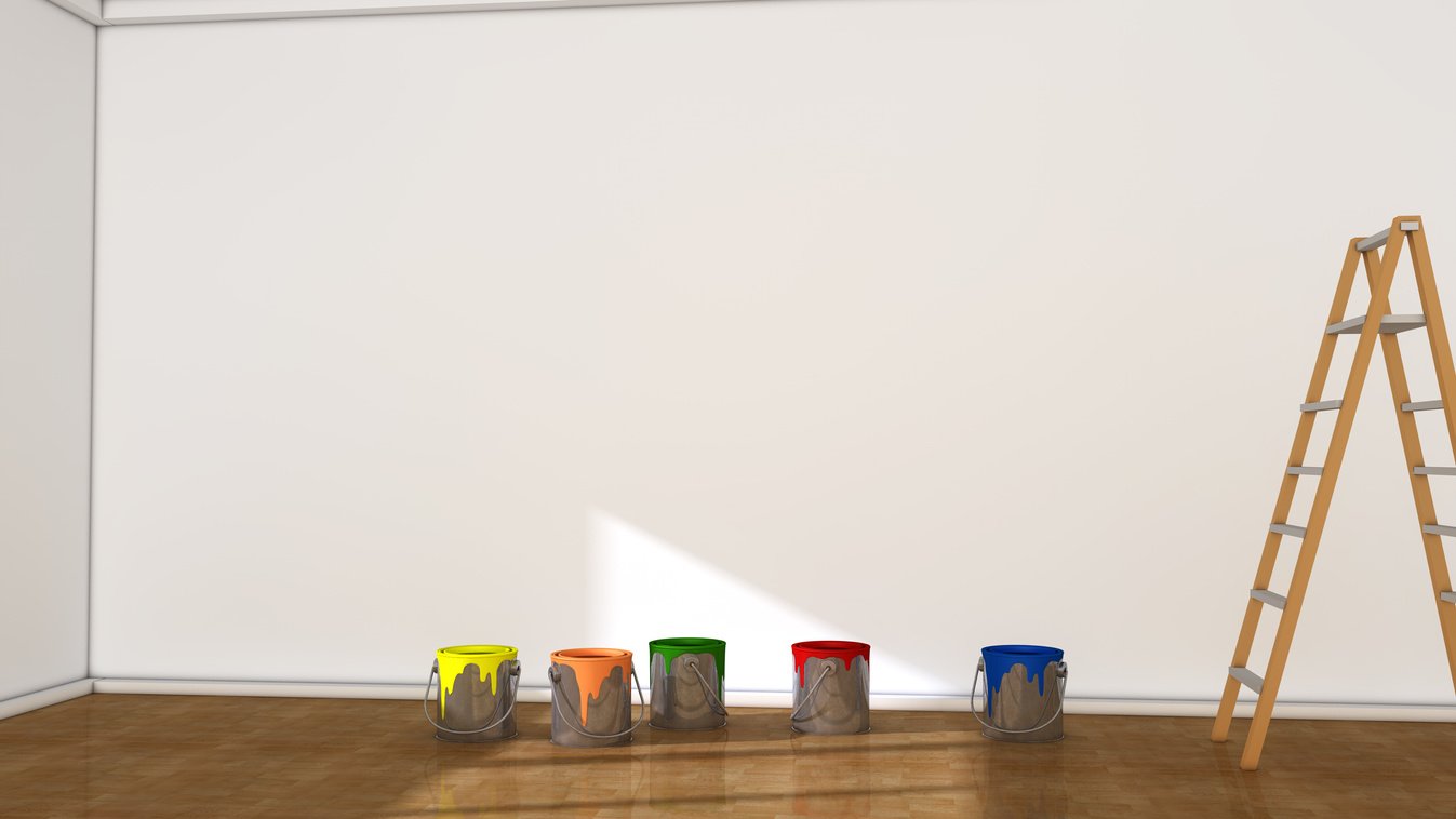 Interior room and paint cans